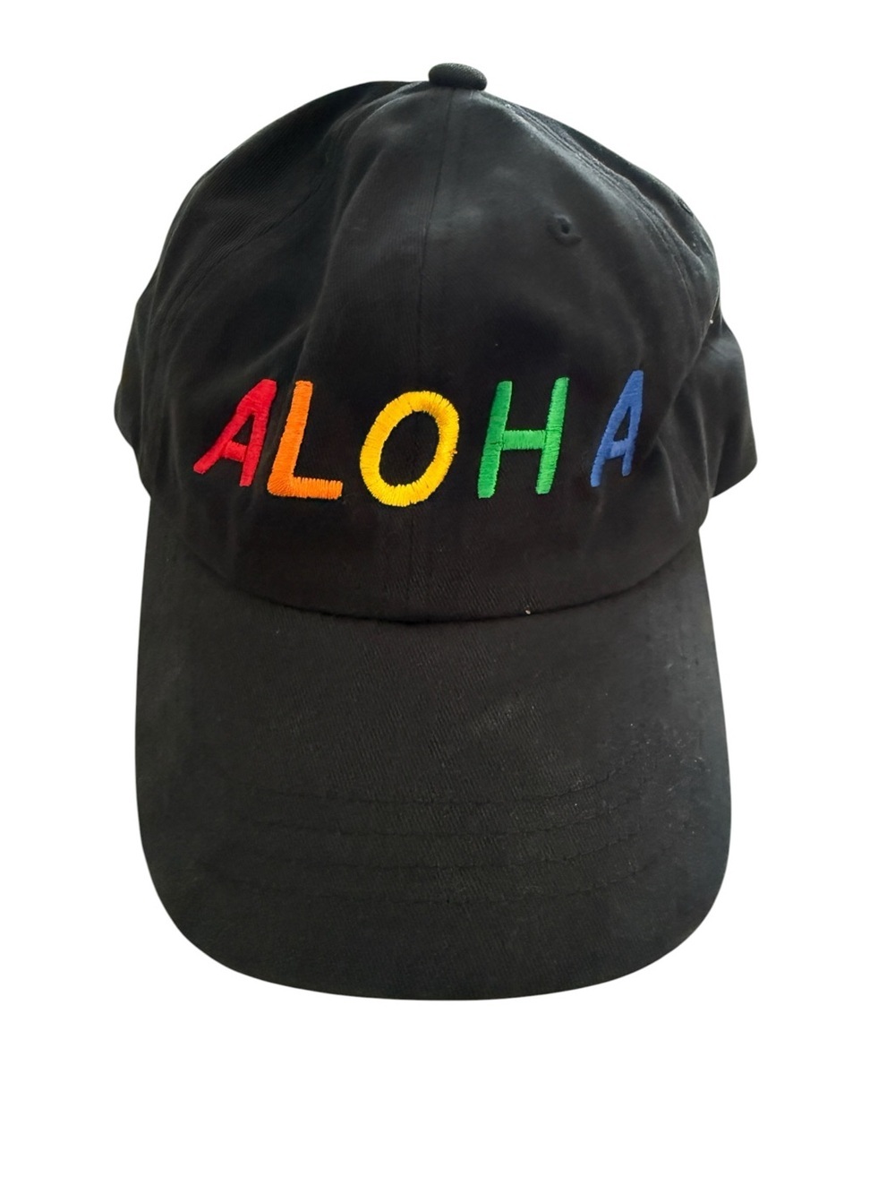 ALOHA Collection Black Cap with Rainbow Embroidered Letters Unisex